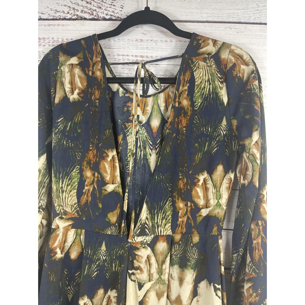 Tobi Romper Women's Medium Boho Bell Sleeve Palm Floral Zip Dress - Picture 8 of 9